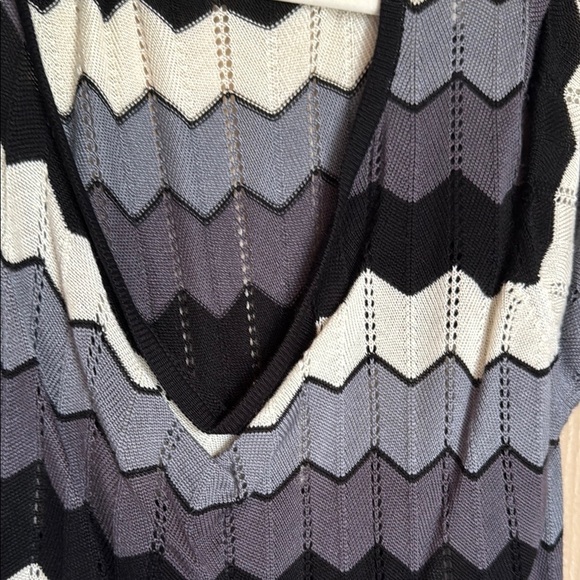 Danny & Nicole Black Blue Gray and White Chevron Dress - Picture 4 of 4